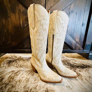 BUCK & BRANA SAMIRA IVORY TALL WESTERN BOOTS SIZE 7